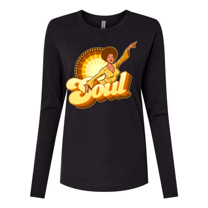 Vintage Afro Soul Retro 70s Womens Cotton Relaxed Long Sleeve T-Shirt