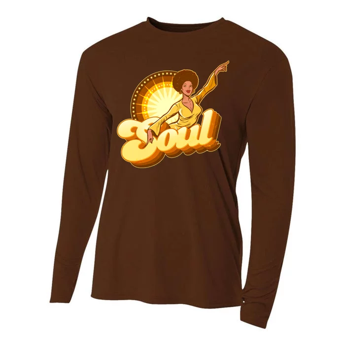 Vintage Afro Soul Retro 70s Cooling Performance Long Sleeve Crew