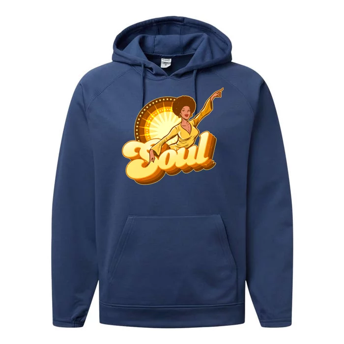 Vintage Afro Soul Retro 70s Performance Fleece Hoodie