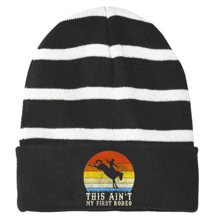 Vintage Ain't My First Rodeo Striped Beanie with Solid Band