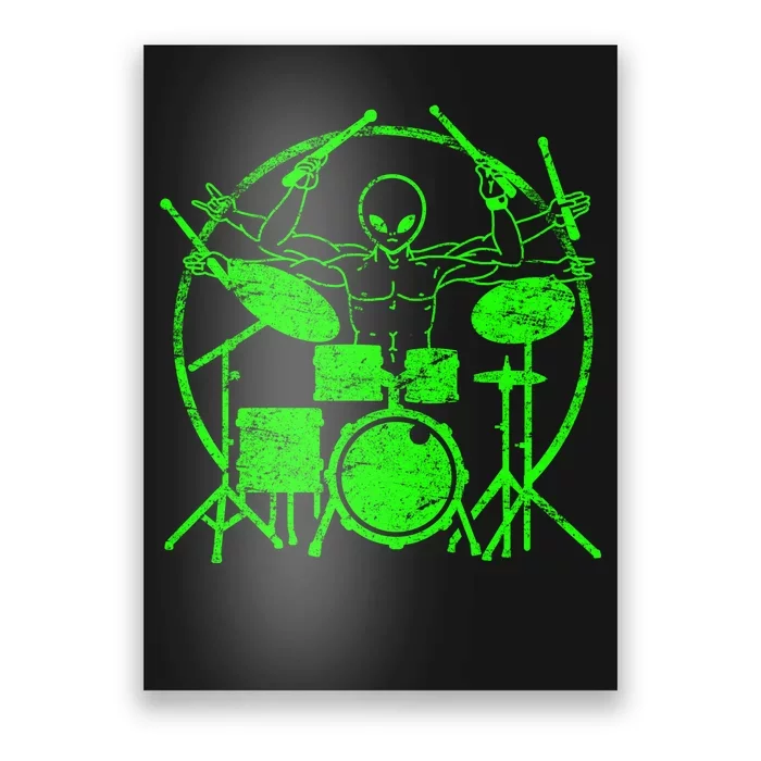 Vintage Alien Drummer Poster