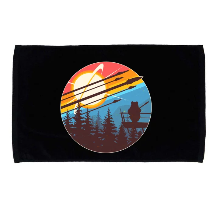 Vintage Alien World Space Battle Microfiber Hand Towel