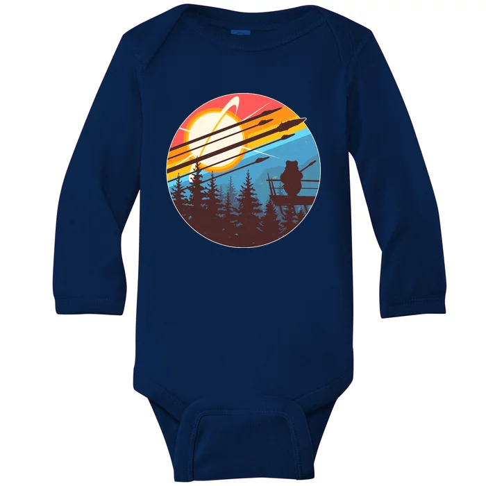 Vintage Alien World Space Battle Baby Long Sleeve Bodysuit