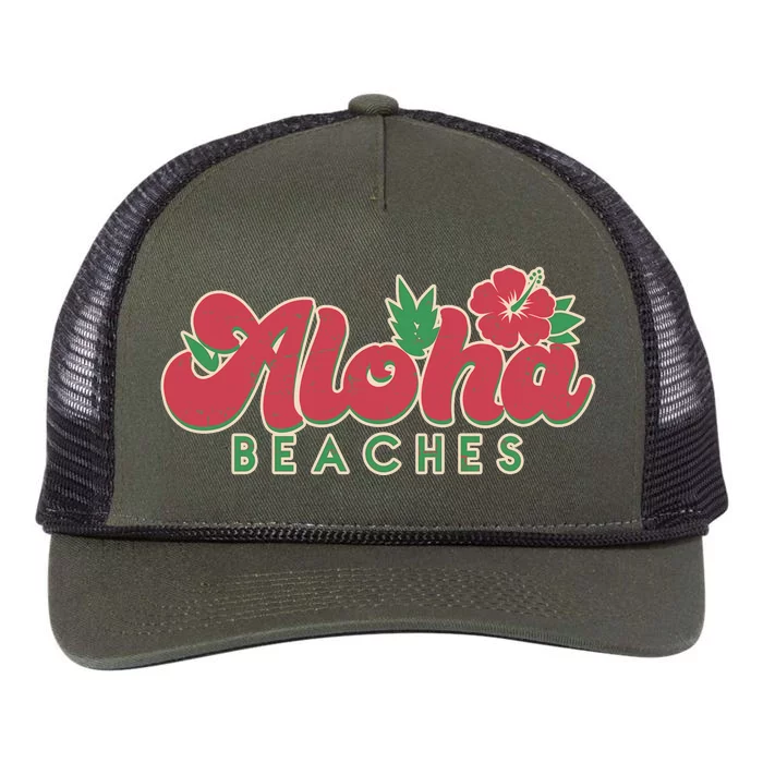 Vintage Aloha Beaches Logo Retro Rope Trucker Hat Cap