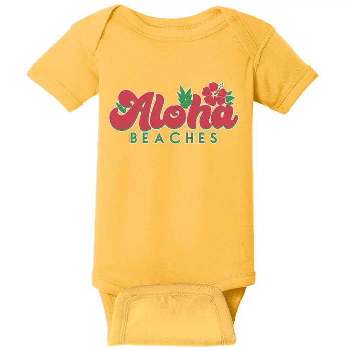 Vintage Aloha Beaches Logo Baby Bodysuit