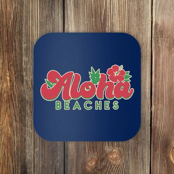 Vintage Aloha Beaches Logo Coaster