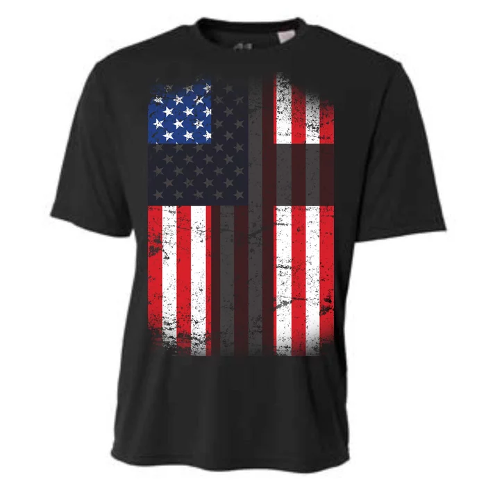 Vintage American Cross Flag Cooling Performance Crew T-Shirt