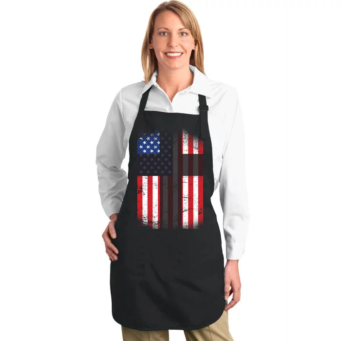 Vintage American Cross Flag Full-Length Apron With Pocket