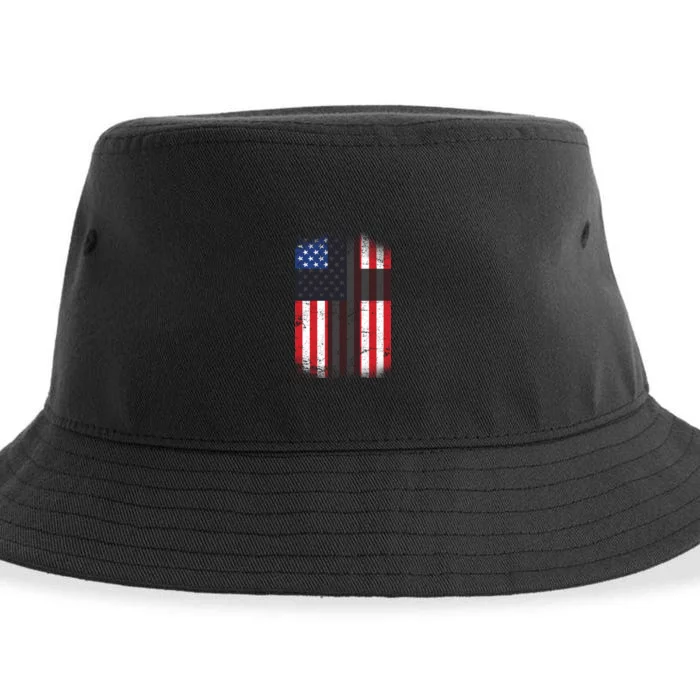 Vintage American Cross Flag Sustainable Bucket Hat