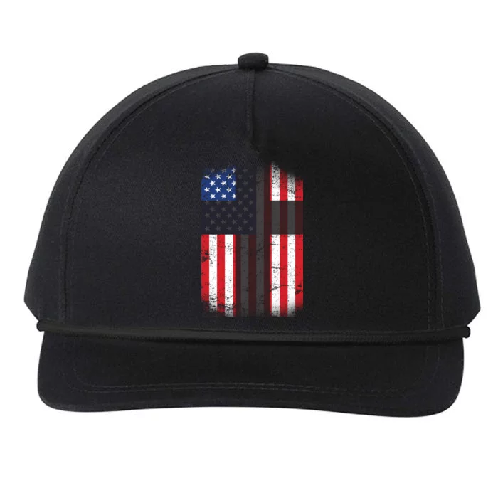 Vintage American Cross Flag Snapback Five-Panel Rope Hat