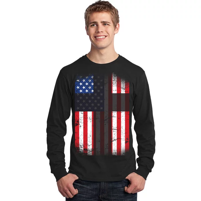 Vintage American Cross Flag Tall Long Sleeve T-Shirt