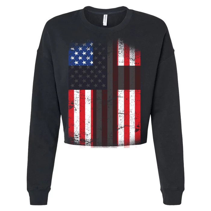 Vintage American Cross Flag Cropped Pullover Crew