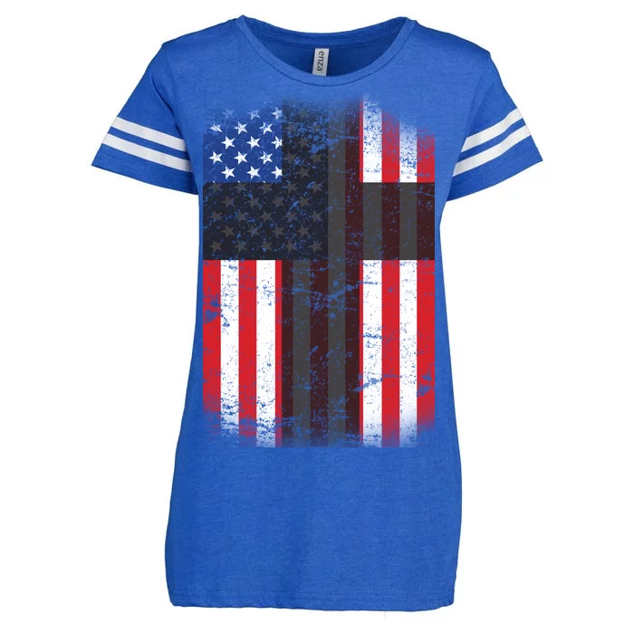 Vintage American Cross Flag Enza Ladies Jersey Football T-Shirt