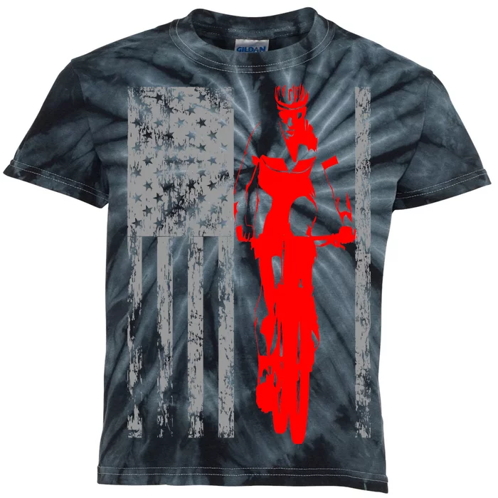 Vintage American Cycling USA Flag Kids Tie-Dye T-Shirt