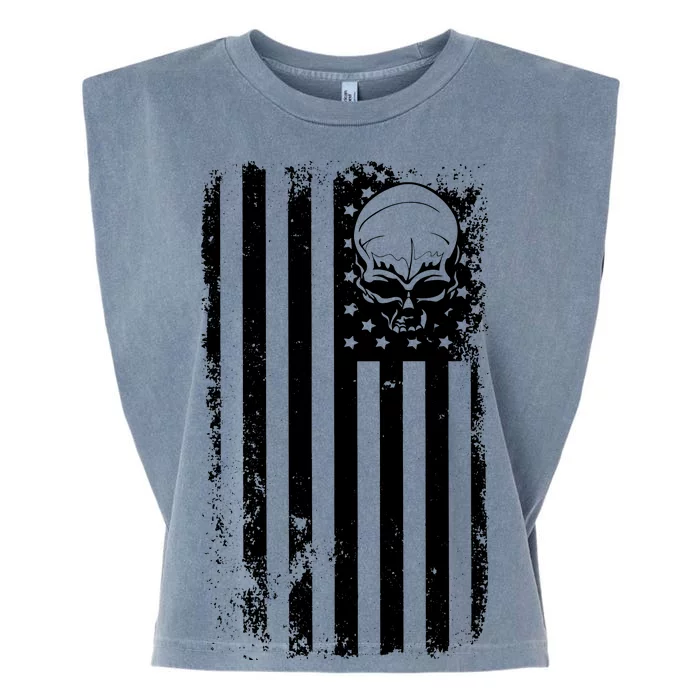 Vintage American Flag Military Skull Garment-Dyed Women's Muscle Tee