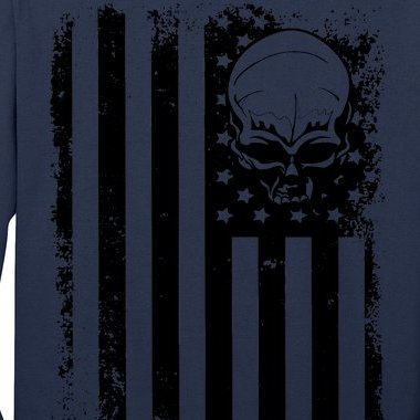 Vintage American Flag Military Skull Long Sleeve Shirt