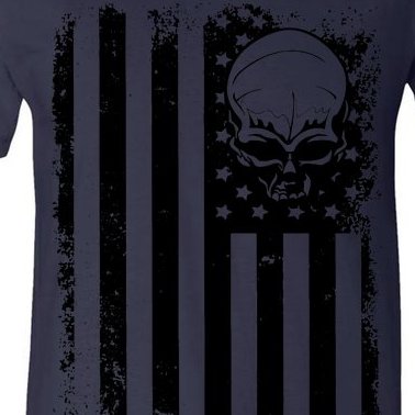 Vintage American Flag Military Skull V-Neck T-Shirt