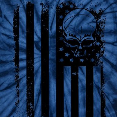 Vintage American Flag Military Skull Tie-Dye T-Shirt