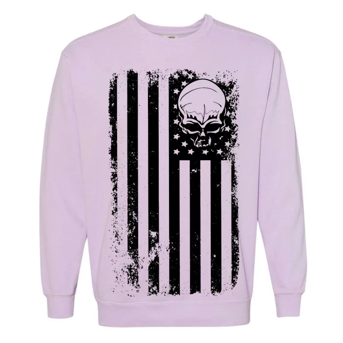 Vintage American Flag Military Skull Garment-Dyed Sweatshirt