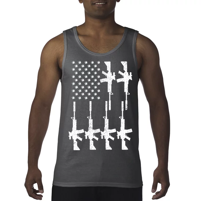 Vintage American Gun Rifle USA Flag Tank Top