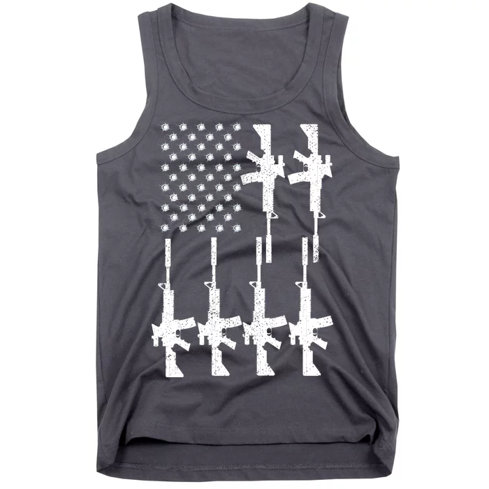 Vintage American Gun Rifle USA Flag Tank Top