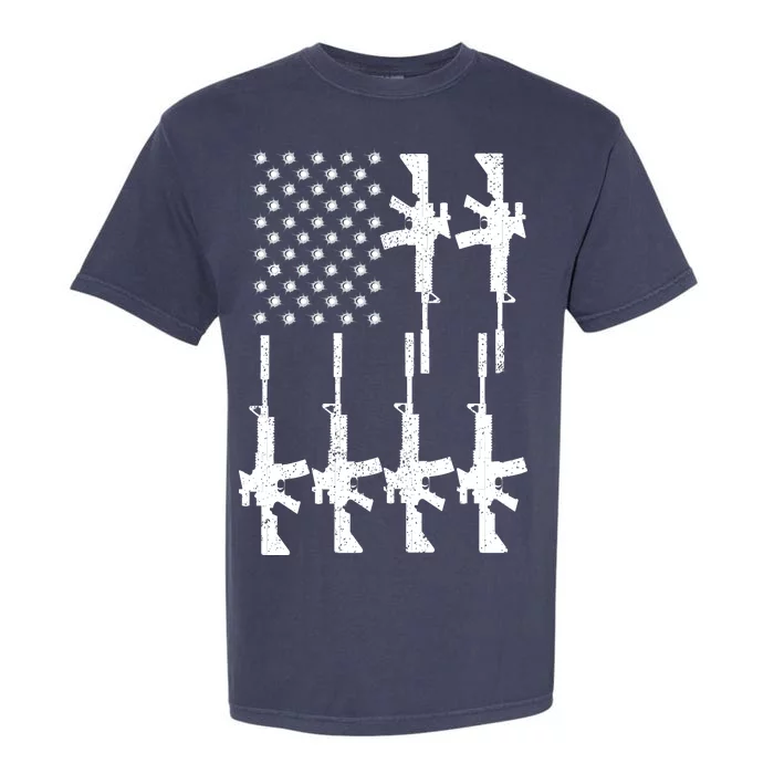 Vintage American Gun Rifle USA Flag Garment-Dyed Heavyweight T-Shirt