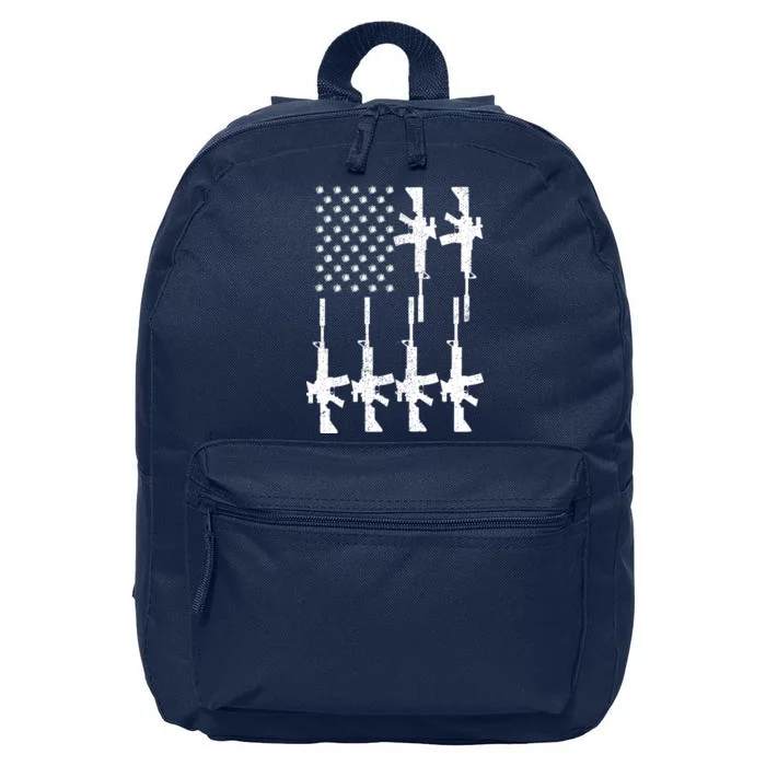 Vintage American Gun Rifle USA Flag 16 in Basic Backpack