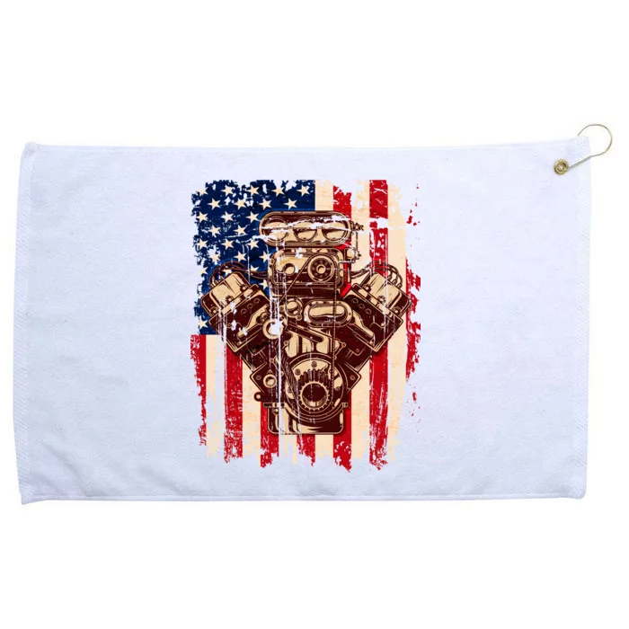 Vintage American Muscle Car Engine Grommeted Golf Towel