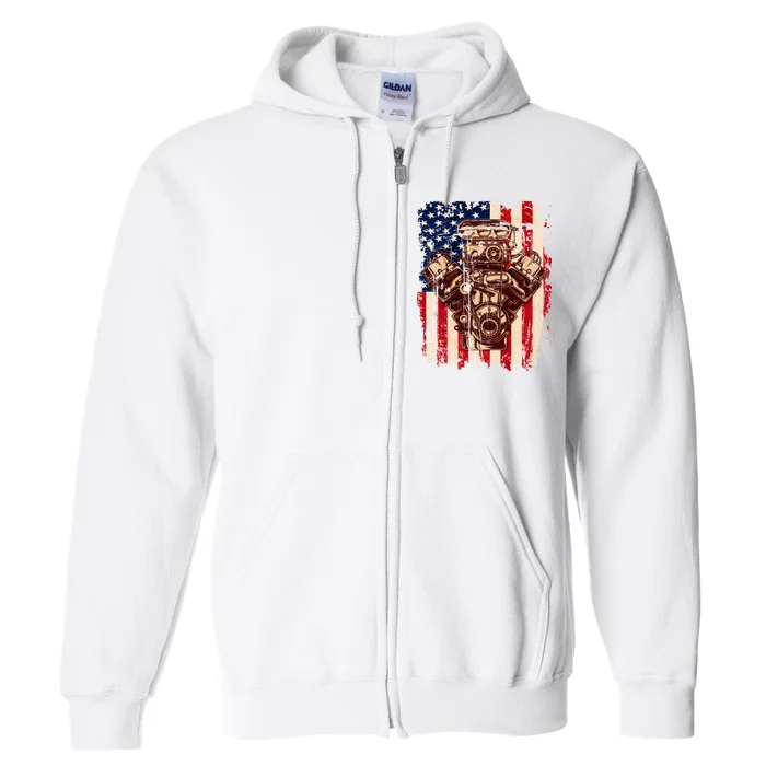 Vintage American Muscle Car Engine Full Zip Hoodie