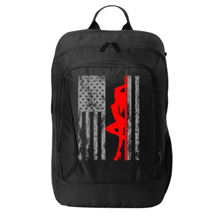 Vintage American Pole Dancer Stripper USA Flag City Backpack