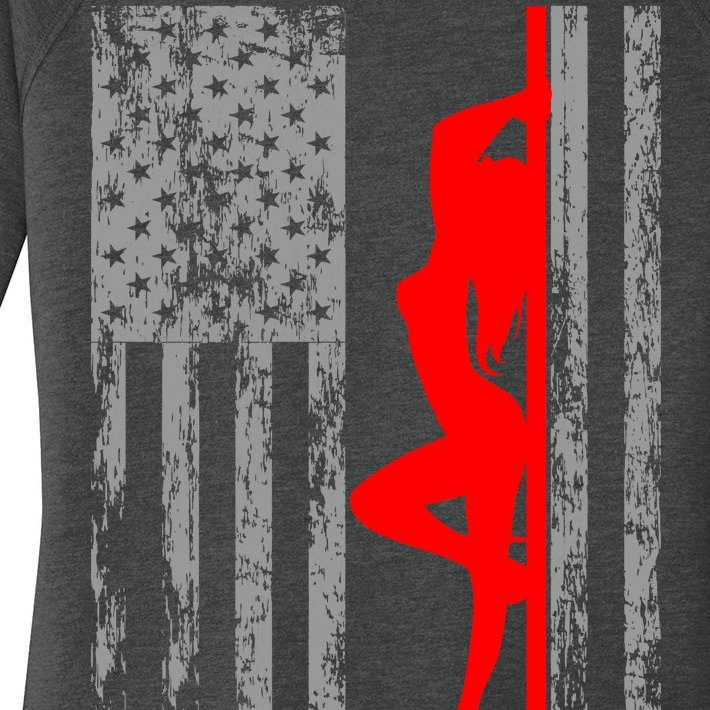 Vintage American Pole Dancer Stripper USA Flag Women’s Perfect Tri Tunic Long Sleeve Shirt