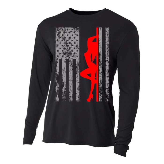 Vintage American Pole Dancer Stripper USA Flag Cooling Performance Long Sleeve Crew