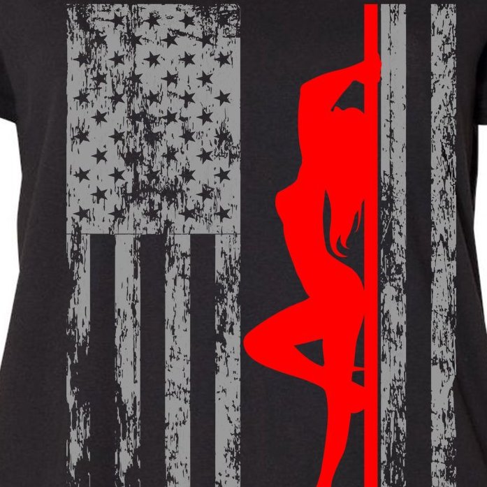 Vintage American Pole Dancer Stripper USA Flag Women's Plus Size T-Shirt