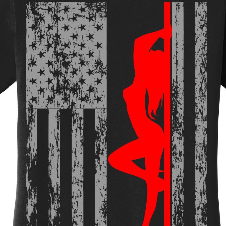 Vintage American Pole Dancer Stripper USA Flag Women's T-Shirt