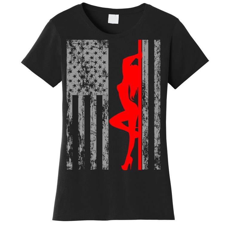 Vintage American Pole Dancer Stripper USA Flag Women's T-Shirt