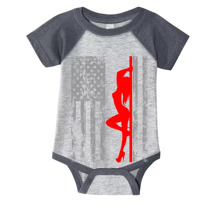 Vintage American Pole Dancer Stripper USA Flag Infant Baby Jersey Bodysuit