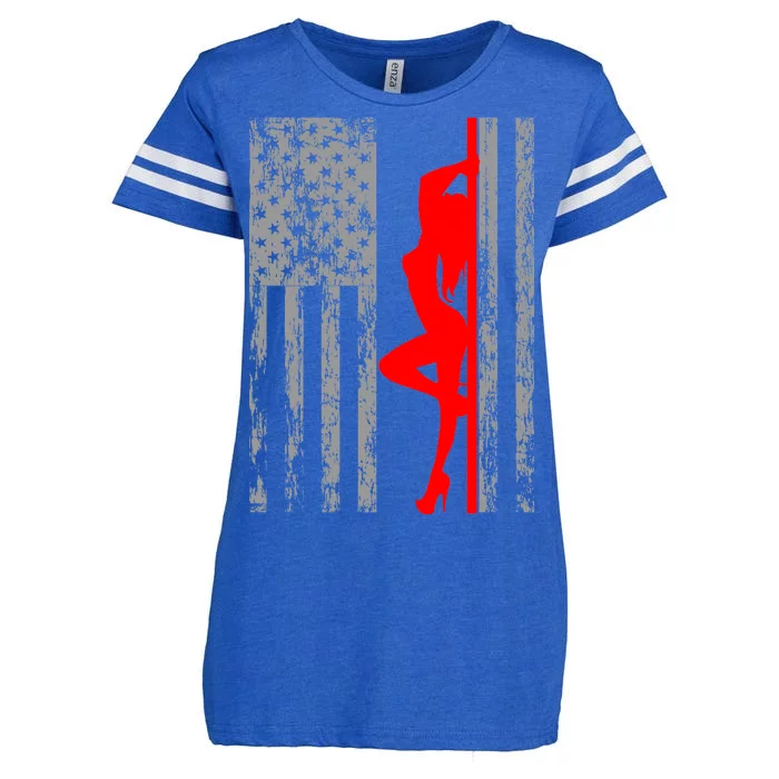 Vintage American Pole Dancer Stripper USA Flag Enza Ladies Jersey Football T-Shirt