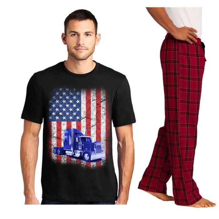 Vintage American Trucker USA Flag Pajama Set