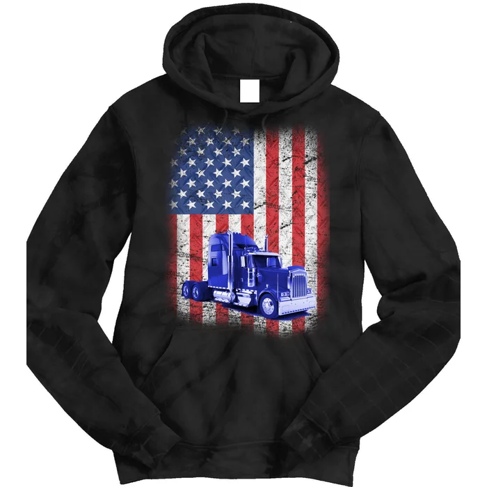 Vintage American Trucker USA Flag Tie Dye Hoodie