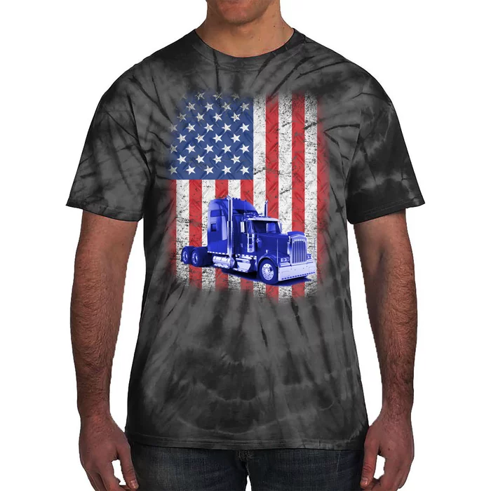 Vintage American Trucker USA Flag Tie-Dye T-Shirt