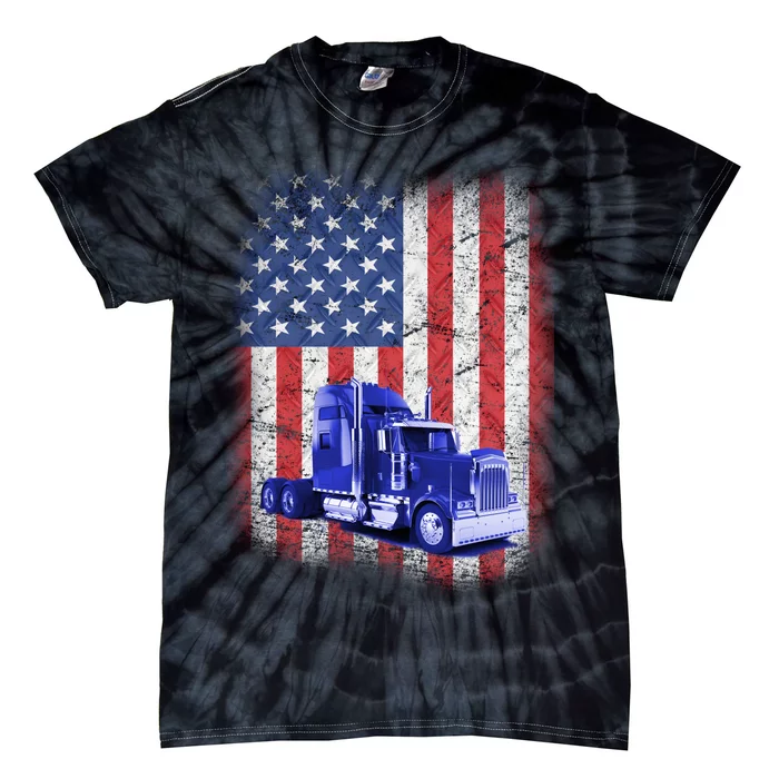 Vintage American Trucker USA Flag Tie-Dye T-Shirt