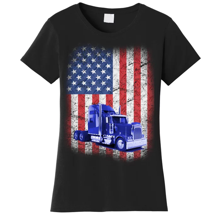 Vintage American Trucker USA Flag Women's T-Shirt