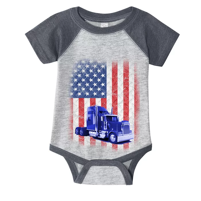 Vintage American Trucker USA Flag Infant Baby Jersey Bodysuit