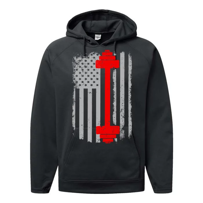 Vintage American Weight Training Flag Performance Fleece Hoodie