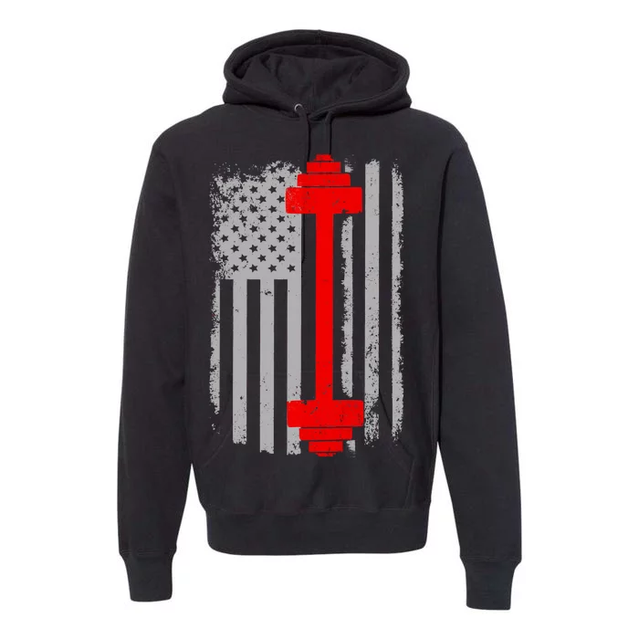 Vintage American Weight Training Flag Premium Hoodie