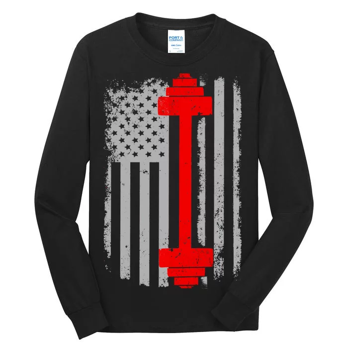 Vintage American Weight Training Flag Tall Long Sleeve T-Shirt