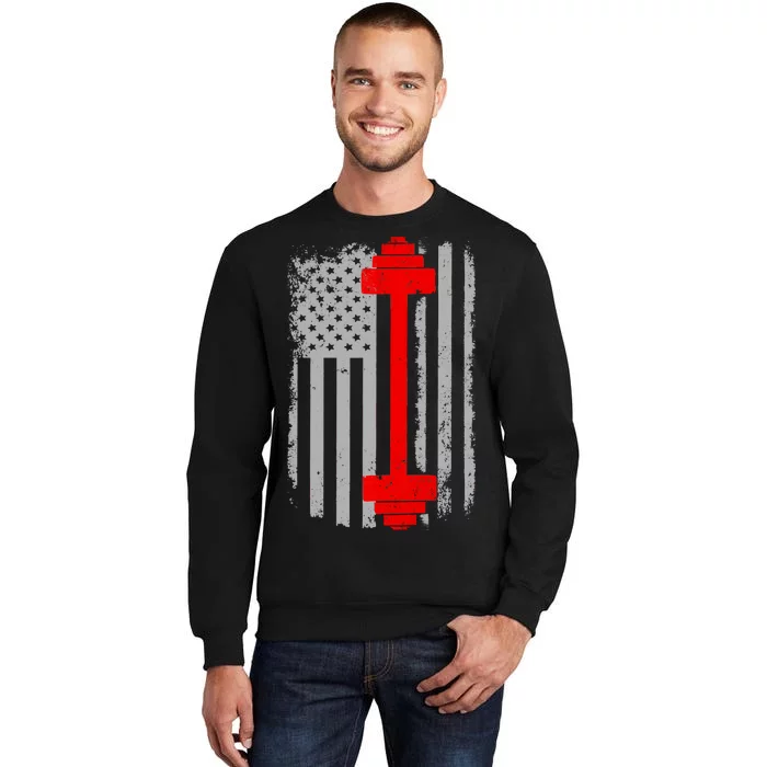 Vintage American Weight Training Flag Tall Sweatshirt