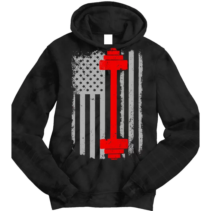 Vintage American Weight Training Flag Tie Dye Hoodie