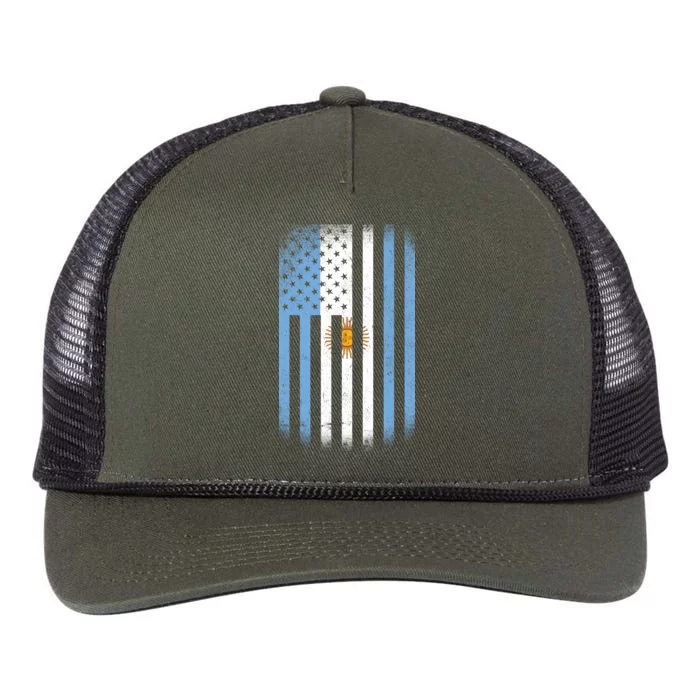 Vintage Argentina Flag Retro Rope Trucker Hat Cap