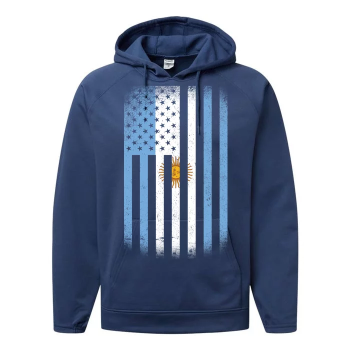 Vintage Argentina Flag Performance Fleece Hoodie